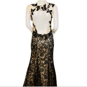 Lace Fit and Flare Keyhole Back Prom Dress